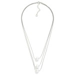 Wholesale layered Snake Chain Necklace Pearl Stationary Pendants Stainless Steel