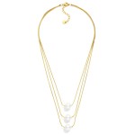 Wholesale layered Snake Chain Necklace Pearl Stationary Pendants Stainless Steel
