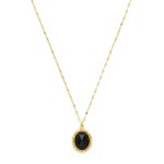 Wholesale dainty Lip Chain Necklace Faceted Acetate Oval Pendant Metal Studded B