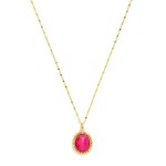 Wholesale dainty Lip Chain Necklace Faceted Acetate Oval Pendant Metal Studded B