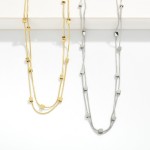 Wholesale layered Snake Chain Necklace Metal Square Stations Stainless Steel Wat