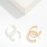 Wholesale pearl Wrapped Open Hoop Earrings slim open hoop lined petite faux pear