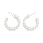 Wholesale pearl Wrapped Open Hoop Earrings slim open hoop lined petite faux pear