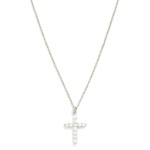 Wholesale cubic Zirconia Cross Pendant Necklace slender cross set end end sparkl