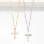 Wholesale cubic Zirconia Cross Pendant Necklace slender cross set end end sparkl
