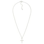 Wholesale cubic Zirconia Cross Pendant Necklace slender cross set end end sparkl