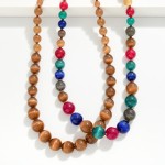 Wholesale graduated Bead Necklace polished round stone beads grow toward center