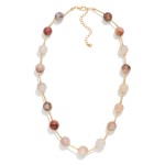 Wholesale stone Bead Station Necklace polished round stone beads spaced along da