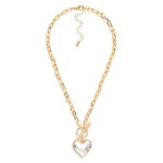 Wholesale two Heart Pendant Necklace hammered puffy heart contrasting metal fini