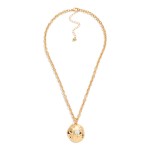Wholesale hammered Disc Pendant Necklace polished coin charm set sparkling cryst