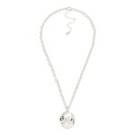 Wholesale hammered Disc Pendant Necklace polished coin charm set sparkling cryst