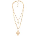 Wholesale layered Cross Necklace fine chain holding sparkling cross pendant chun