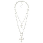 Wholesale layered Cross Necklace fine chain holding sparkling cross pendant chun