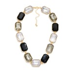 Wholesale emerald Cut Crystal Statement Necklace made oversized faceted stones l