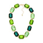 Wholesale emerald Cut Crystal Statement Necklace made oversized faceted stones l