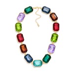 Wholesale emerald Cut Crystal Statement Necklace made oversized faceted stones l
