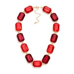 Wholesale emerald Cut Crystal Statement Necklace made oversized faceted stones l