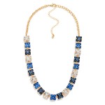 Wholesale square Crystal Statement Necklace cushion cut stones set edge edge spa