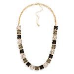 Wholesale square Crystal Statement Necklace cushion cut stones set edge edge spa