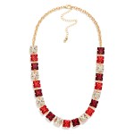 Wholesale square Crystal Statement Necklace cushion cut stones set edge edge spa