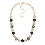 Wholesale crystal Statement Necklace round faceted stones set polished bezels al