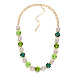 Wholesale crystal Statement Necklace round faceted stones set polished bezels al