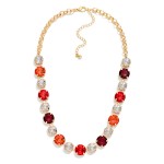 Wholesale crystal Statement Necklace round faceted stones set polished bezels al