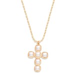 Wholesale pearl Cross Pendant Necklace cross formed square faux pearl cabochons
