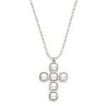 Wholesale pearl Cross Pendant Necklace cross formed square faux pearl cabochons