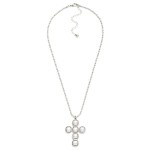 Wholesale pearl Cross Pendant Necklace cross formed square faux pearl cabochons