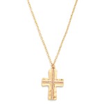 Wholesale textured Cross Pendant Necklace hammered cross pendant beaded inlay co