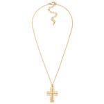 Wholesale textured Cross Pendant Necklace hammered cross pendant beaded inlay co