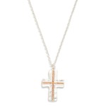 Wholesale textured Cross Pendant Necklace hammered cross pendant beaded inlay co