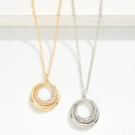 Wholesale pave Circle Pendant Necklace open ring pendant crescent sparkling rhin