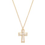 Wholesale mixed Metal Cross Pendant Necklace framed cross pendant contrasting br