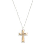 Wholesale mixed Metal Cross Pendant Necklace framed cross pendant contrasting br
