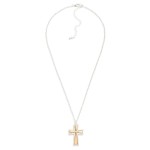 Wholesale mixed Metal Cross Pendant Necklace framed cross pendant contrasting br