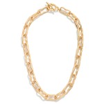 Wholesale textured Paperclip Chain Necklace elongated links softly worn metal fi