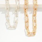 Wholesale textured Paperclip Chain Necklace elongated links softly worn metal fi