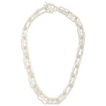 Wholesale textured Paperclip Chain Necklace elongated links softly worn metal fi