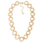 Wholesale textured Circle Link Necklace made interlocking round rings twisted ro