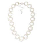 Wholesale textured Circle Link Necklace made interlocking round rings twisted ro