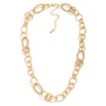 Wholesale mixed Link Chain Necklace combining smooth textured oval links subtle