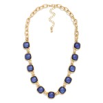 Wholesale square Stone Station Necklace glossy square cabochon stones set framed