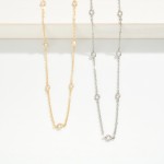 Wholesale dainty Crystal Station Necklace tiny sparkling crystals set along fine