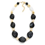 Wholesale chunky Resin Statement Necklace graduated organic beads glossy marbled