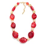 Wholesale chunky Resin Statement Necklace graduated organic beads glossy marbled