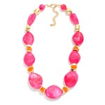 Wholesale chunky Resin Statement Necklace graduated organic beads glossy marbled