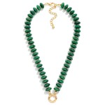 Wholesale rondelle Bead Necklace lined glossy marbled beads taper into V finish