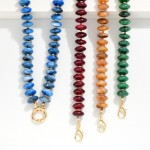 Wholesale rondelle Bead Necklace lined glossy marbled beads taper into V finish